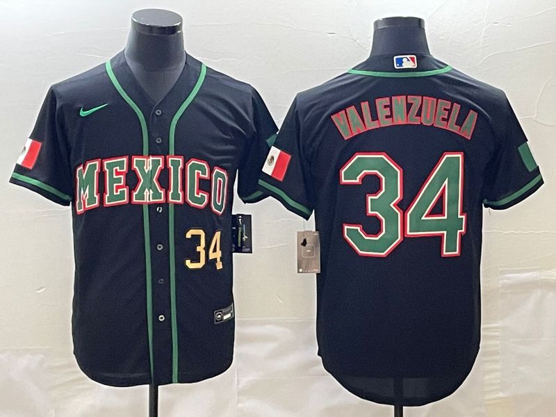 Men 2023 World Cub Mexico #34 Valenzuela Black Nike MLB Jersey1